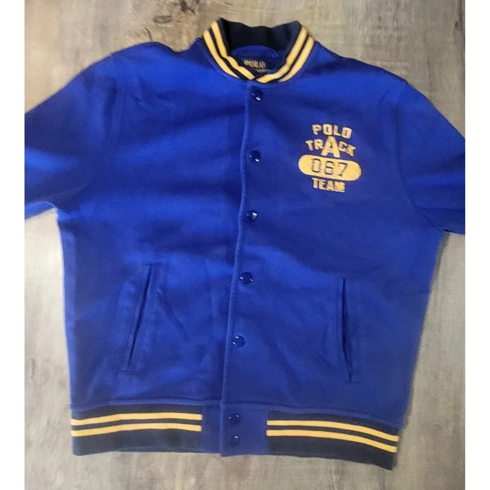 Polo Ralph Lauren Youth Large 14-16‎ Logo Fleece Varsity Track Jacket Royal Blue